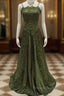 Beautiful A Line Dark Green Lace Formal Prom Gown Long Formal Prom Dress