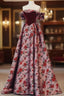 Beautiful A Line Off The Shoulder Long Floral Formal Prom Dress
