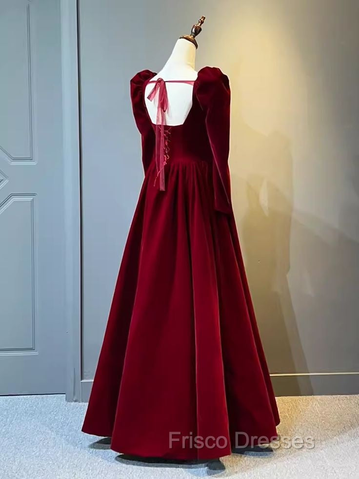 Beautiful A Line Red Velvet Formal Prom Dress Sweatheart Party Dress Brithday Ball Gown