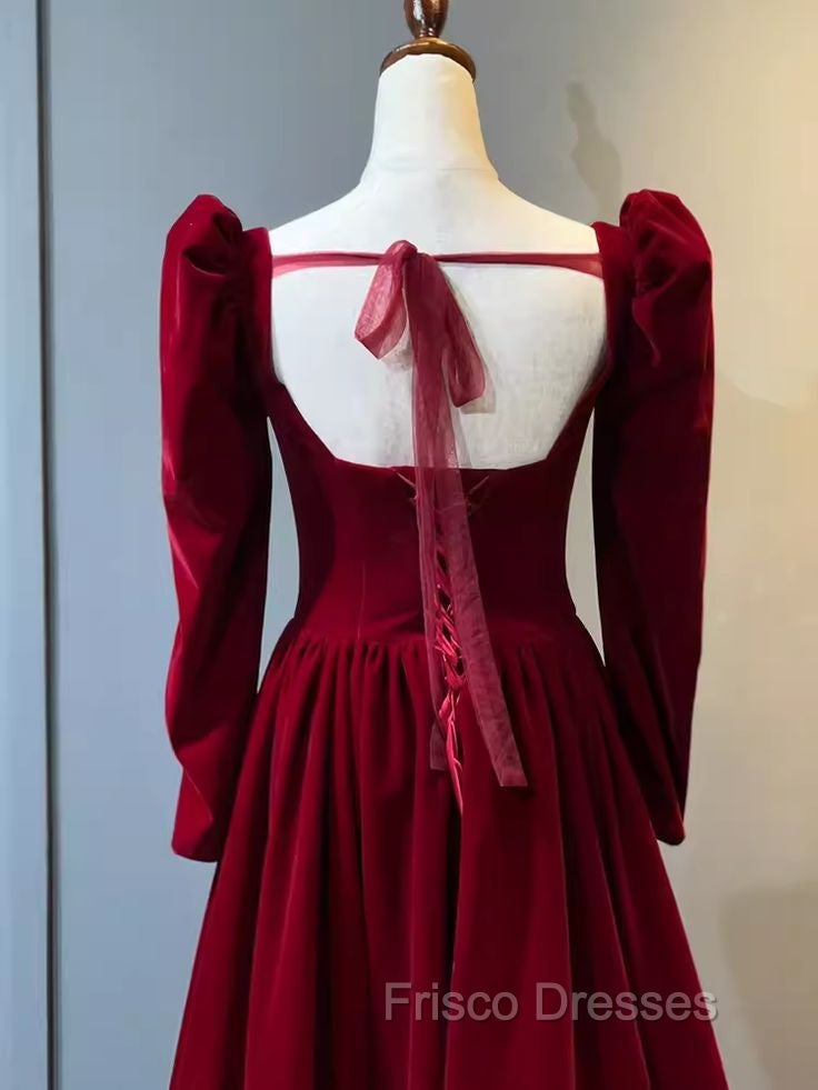 Beautiful A Line Red Velvet Formal Prom Dress Sweatheart Party Dress Brithday Ball Gown