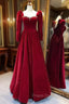 Beautiful A Line Red Velvet Formal Prom Dress Sweatheart Party Dress Brithday Ball Gown