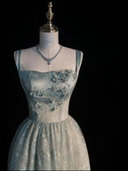 Beautiful A Line Sage Green Long Tulle Prom Dress