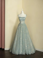 Beautiful A Line Sage Green Long Tulle Prom Dress