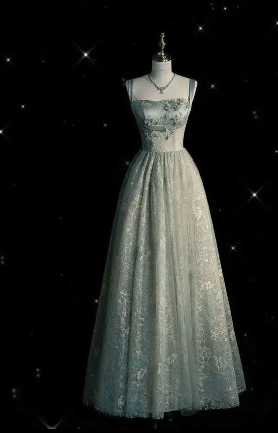 Beautiful A Line Sage Green Long Tulle Prom Dress