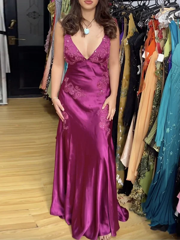 Beautiful A Line Spaghetti Straps Green Long Prom Dresses Backless Satin Evening Gowns