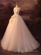 Beautiful A-Line Strapless Tulle Long Formal Prom Dress Formal Dress