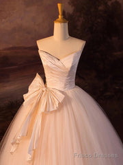 Beautiful A-Line Strapless Tulle Long Prom Dress Evening Dress