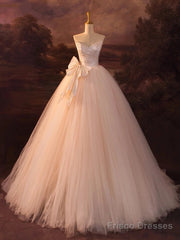Beautiful A-Line Strapless Tulle Long Prom Dress Evening Dress