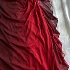 Beautiful A Line Straps Ombre Red Long Chiffon Prom Dress