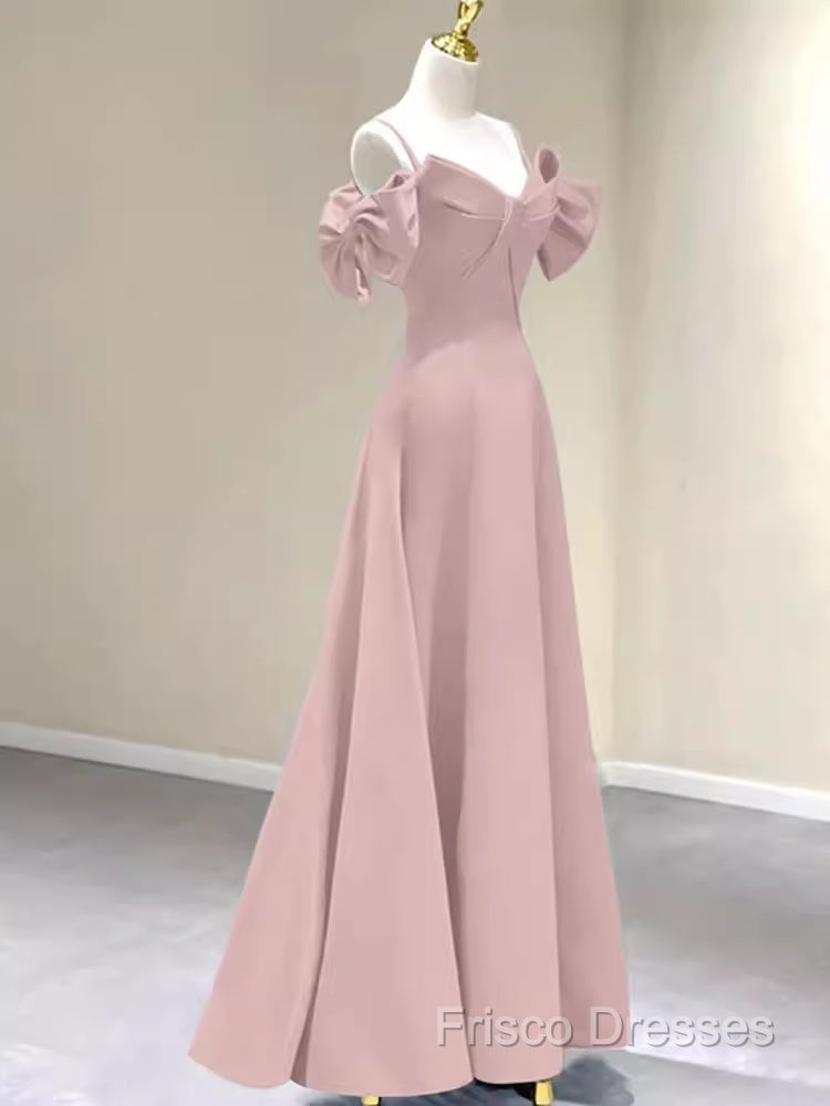 Beautiful A-Line Straps Pink Long Formal Prom Dress Secondary image