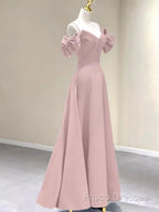 Beautiful A-Line Straps Pink Long Formal Prom Dress