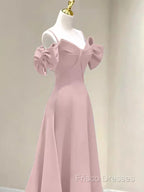 Beautiful A-Line Straps Pink Long Formal Prom Dress