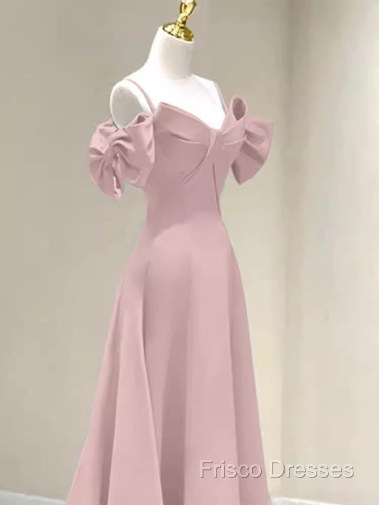 Beautiful A-Line Straps Pink Long Formal Prom Dress