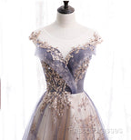 Beautiful A-Line Tulle With Lace Applique Party Dress, Tulle Long Formal Prom Dress