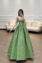 Beautiful Ball Gown Green Lace Formal Prom Gown Long Formal Prom Dress
