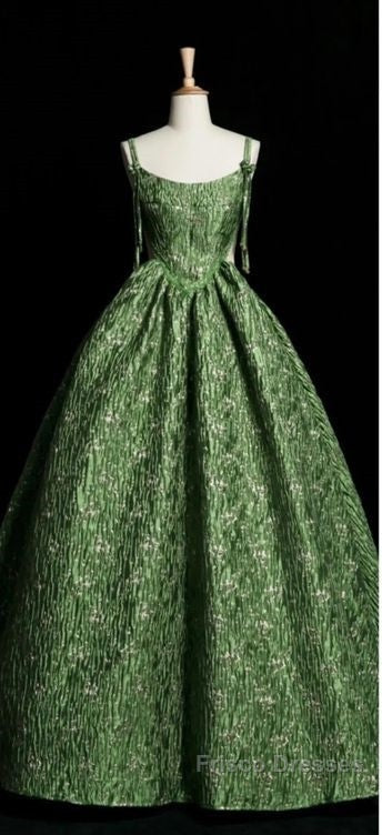 Beautiful Ball Gown Green Lace Formal Prom Gown Long Formal Prom Dress