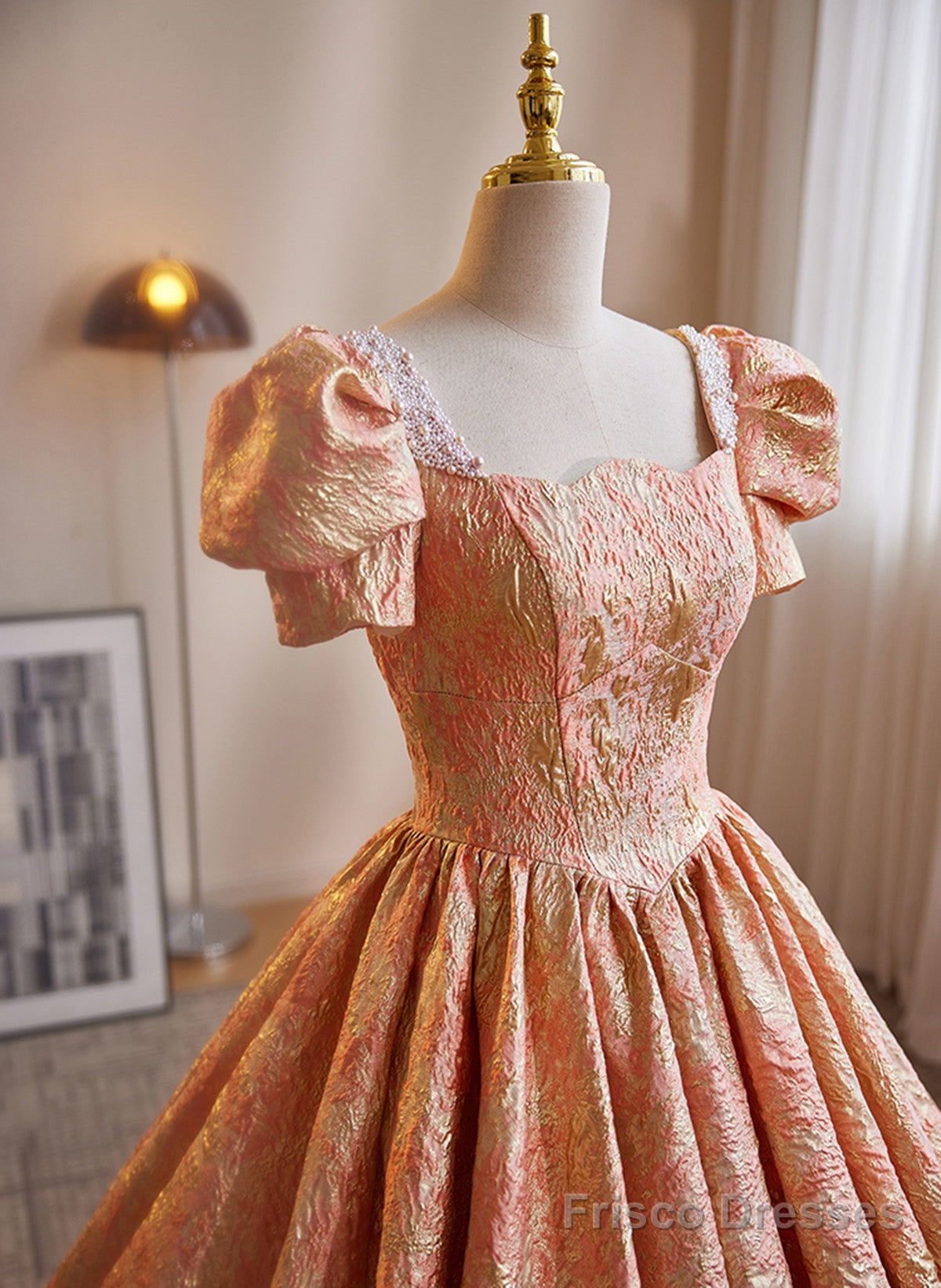 Beautiful Ball Gown Short Sleeves Long Party Dress, Long Sweet 16 Dress Secondary image