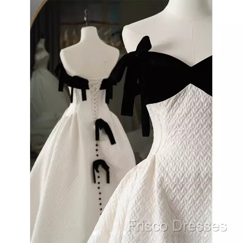 Beautiful Ball Gown Straps White Lace Long Formal Prom Dress