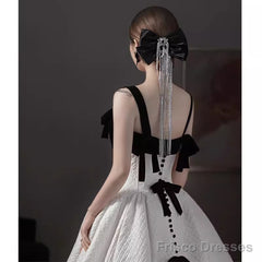 Beautiful Ball Gown Straps White Lace Long Prom Dress