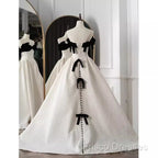 Beautiful Ball Gown Straps White Lace Long Formal Prom Dress