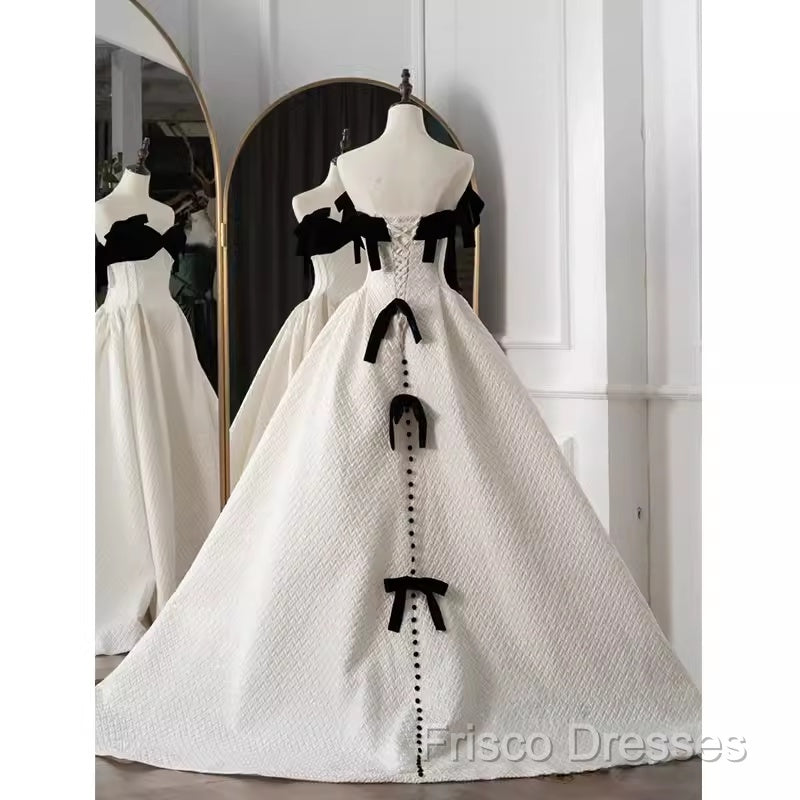Beautiful Ball Gown Straps White Lace Long Formal Prom Dress