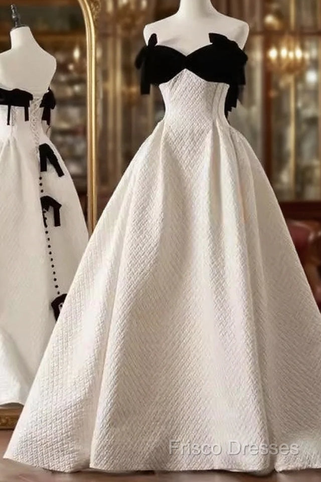 Beautiful Ball Gown Straps White Lace Long Formal Prom Dress Main image