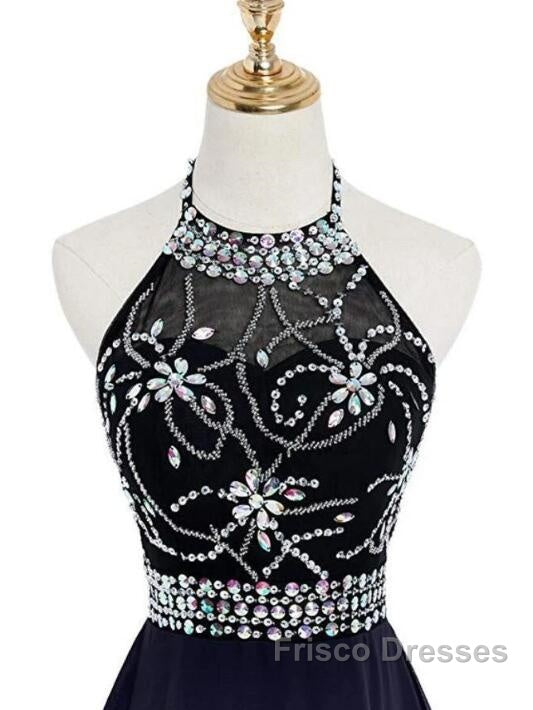 Beautiful Beaded High Low Chiffon Gradient Party Dress, Blue Homecoming Dress