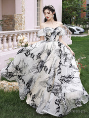 Beautiful Black Print A-Line Princess Dresses With Bow