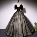 Beautiful Black Tulle Short Sleeves Long Party Dress Black Short Sleeves Formal Prom Dress Formal Prom Dress shops