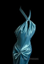 Beautiful Blue Halter Mermaid Backless Long Formal Prom Dress Gorgeous Formal Evening Dress