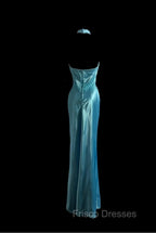 Beautiful Blue Halter Mermaid Backless Long Formal Prom Dress Gorgeous Formal Evening Dress