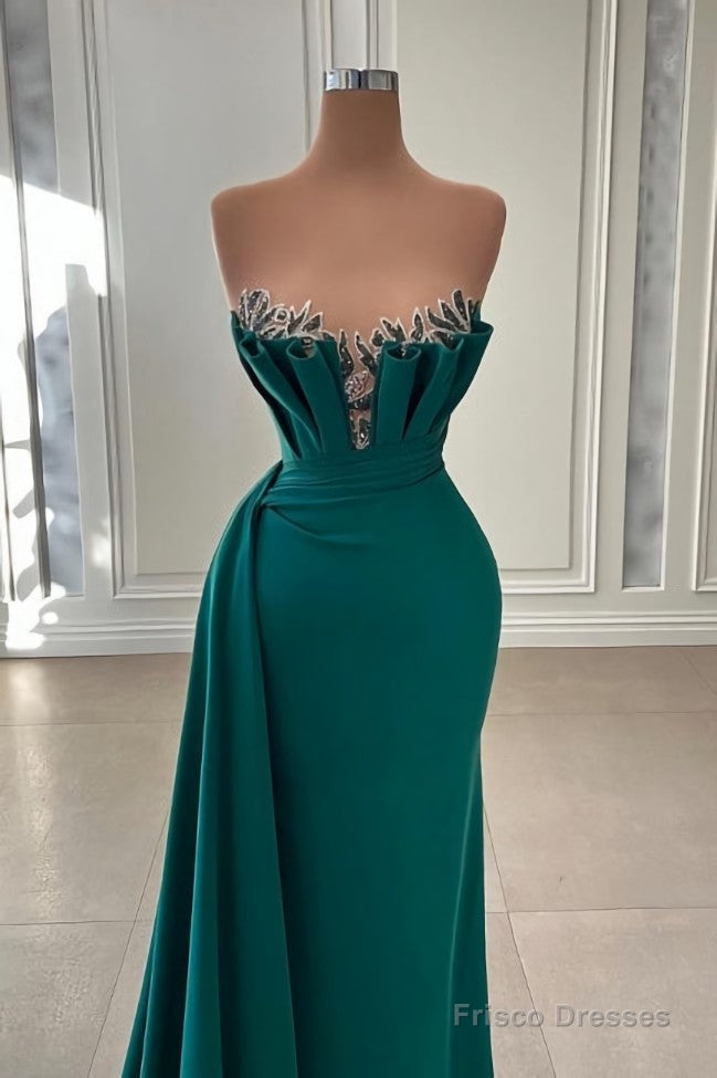 Beautiful Dark Green Long Prom Dress Strapless Mermaid Evening Gowns Secondary image