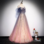 Beautiful Gradient Pink Sweetheart Floor Length Party Dress, A-Line Gradient Long Formal Prom Dress