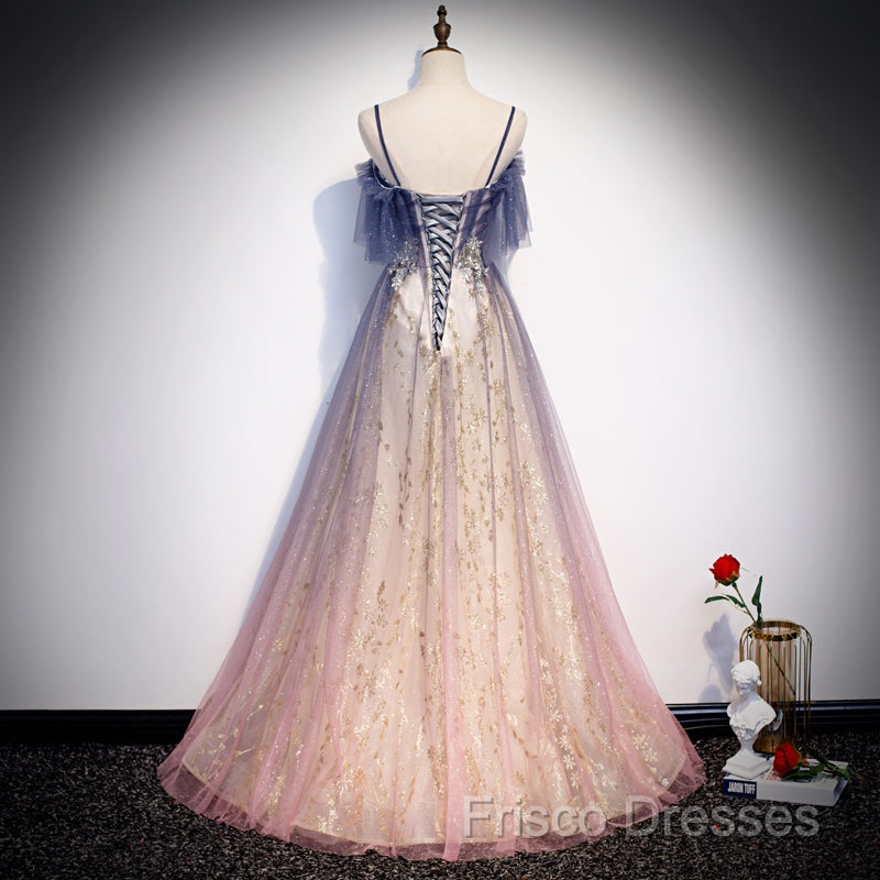 Beautiful Gradient Pink Sweetheart Floor Length Party Dress, A-Line Gradient Long Formal Prom Dress