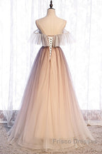 Beautiful Gradient Tulle With Straps Sweetheart Party Dress, A-Line Tulle Evening Dress Formal Prom Dress