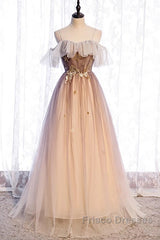 Beautiful Gradient Tulle With Straps Sweetheart Party Dress, A-Line Tulle Evening Dress Formal Prom Dress