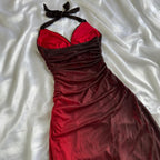 Beautiful Halter Birthday Party Dresses Red Prom Dresses