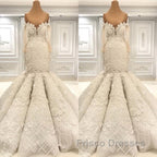 Beautiful Ivory Mermaid Sweetheart Lace Bridal Gowns for Wedding