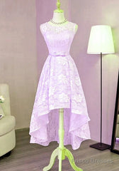 Beautiful Lavender Lace High Low Dress , Short Formal Dress Homecoming Dress