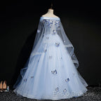 Beautiful Light Blue Ball Gown Lace-Up Party Dress, Blue Formal Prom Dress