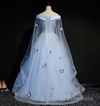 Beautiful Light Blue Ball Gown Lace-Up Party Dress, Blue Formal Prom Dress