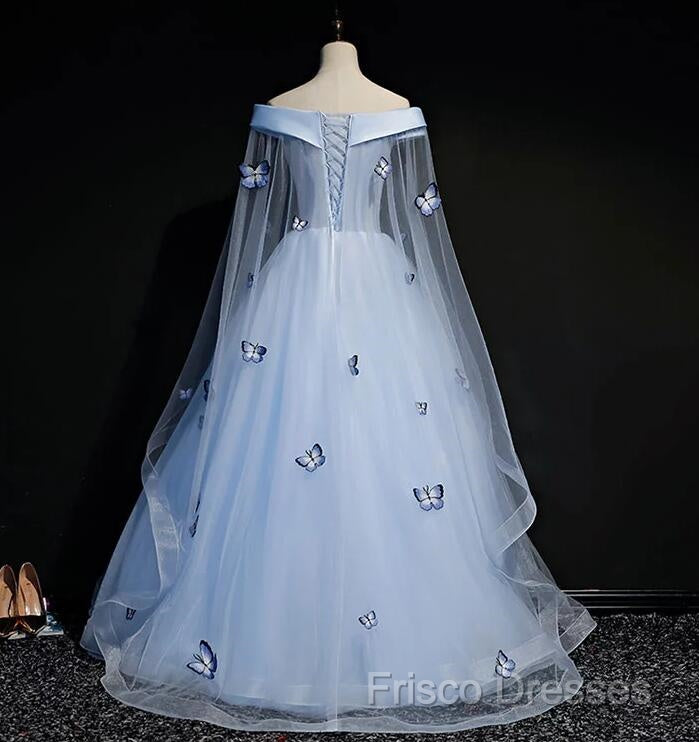 Beautiful Light Blue Ball Gown Lace-Up Party Dress, Blue Formal Prom Dress