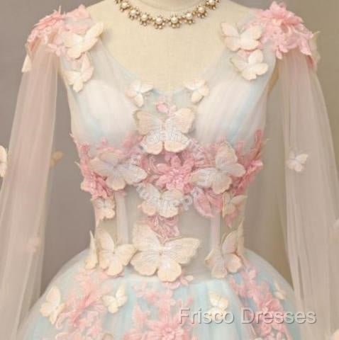 Beautiful Light Blue Long Formal Dress Party Dress, Unique Blue Formal Prom Dress Gown Secondary image