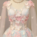 Beautiful Light Blue Long Formal Dress Party Dress, Unique Blue Formal Prom Dress Gown