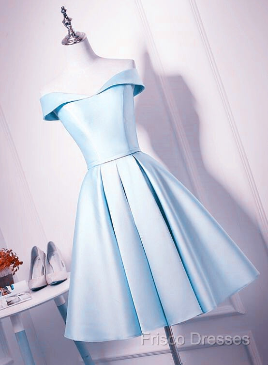Beautiful Light Blue Satin Sweetheart Homecoming Dress, Blue Short Formal Prom Dress Secondary image