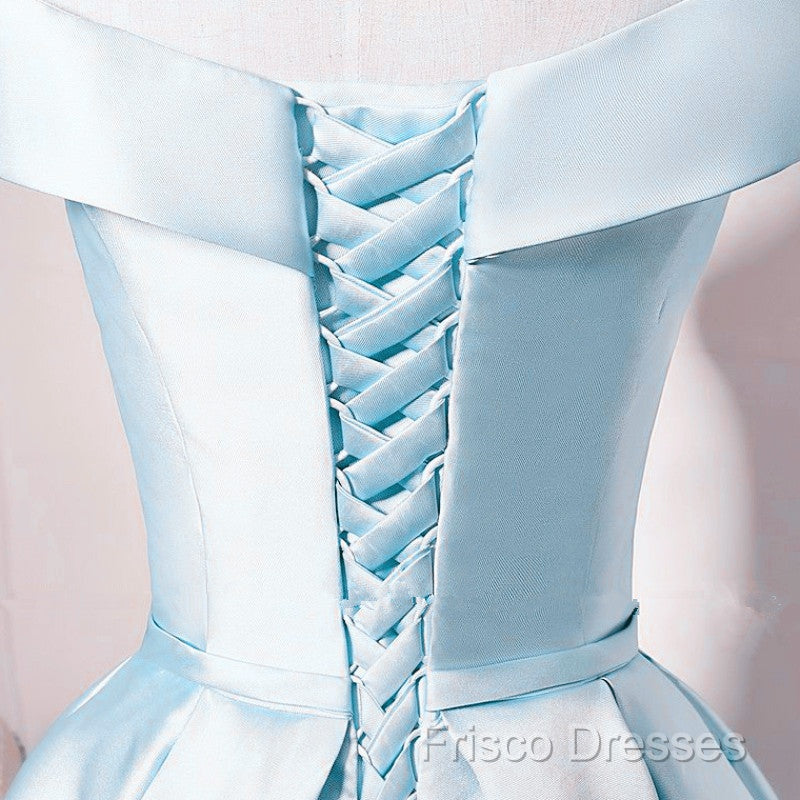 Beautiful Light Blue Satin Sweetheart Homecoming Dress, Blue Short Formal Prom Dress