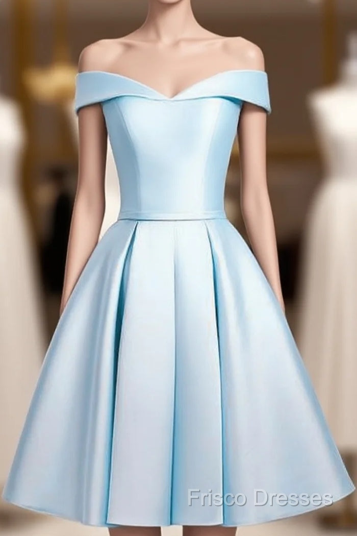 Beautiful Light Blue Satin Sweetheart Homecoming Dress, Blue Short Formal Prom Dress Main image