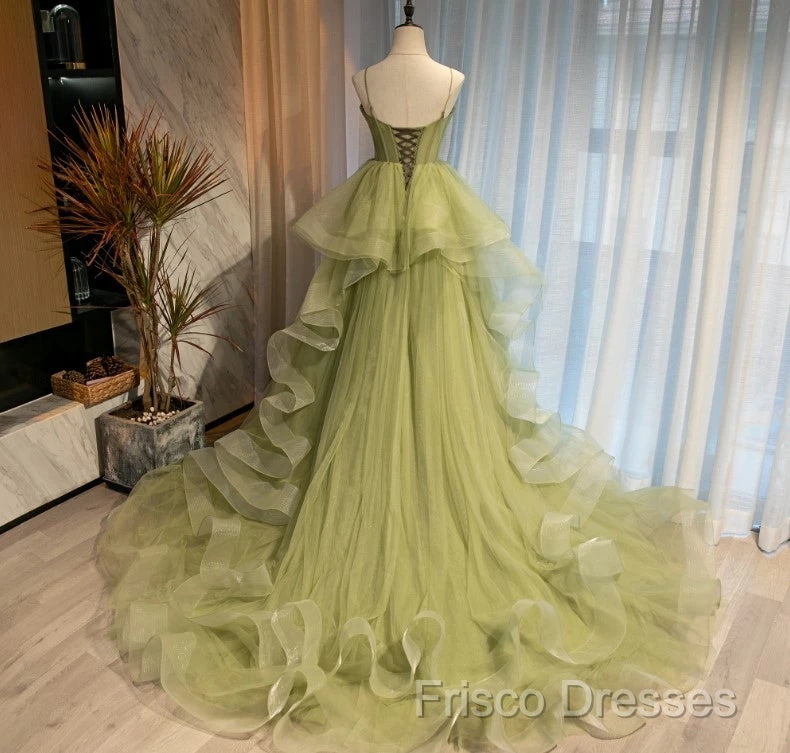 Beautiful Light Green Sweetheart Layers Princess Formal Gown, Green Tulle Long Party Dress Formal Prom Dress