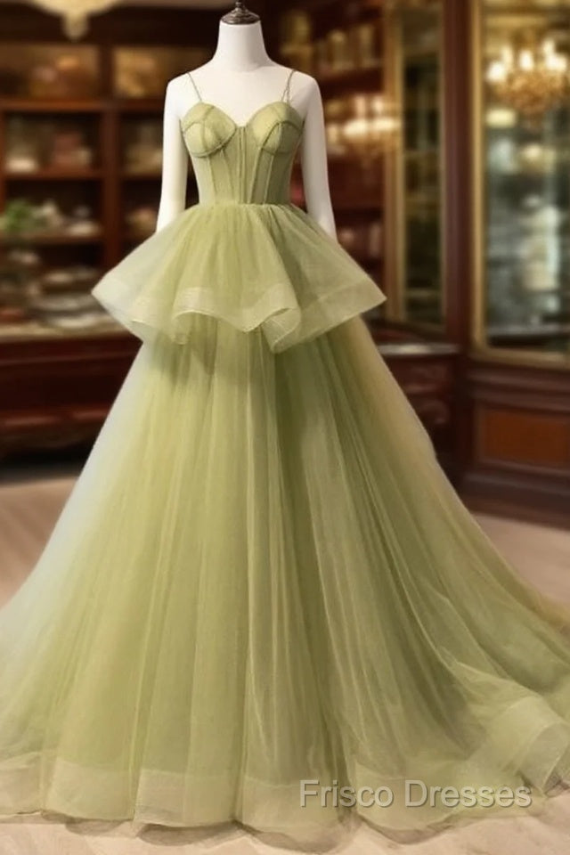 Beautiful Light Green Sweetheart Layers Princess Formal Gown, Green Tulle Long Party Dress Formal Prom Dress Main image