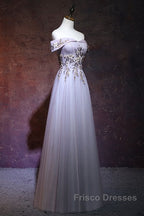 Beautiful Light Grey Long Formal Prom Dress, Grey Party Dress